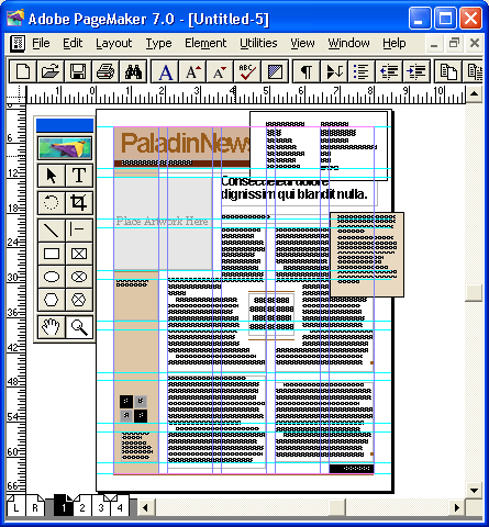 Рис. 16.24. Верстка бланка по пятиколонной сетке с табуляторами и отточиями