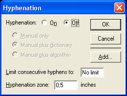 Рис. 5.10. Диалоговое окно Hyphenation