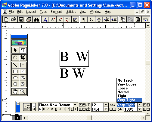 Рис. 4.16. Кернинговые пары (вверху— без кернинга, внизу — с кернингом)
