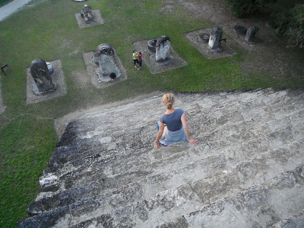 kerrie (afraid of heights) going down the ruins