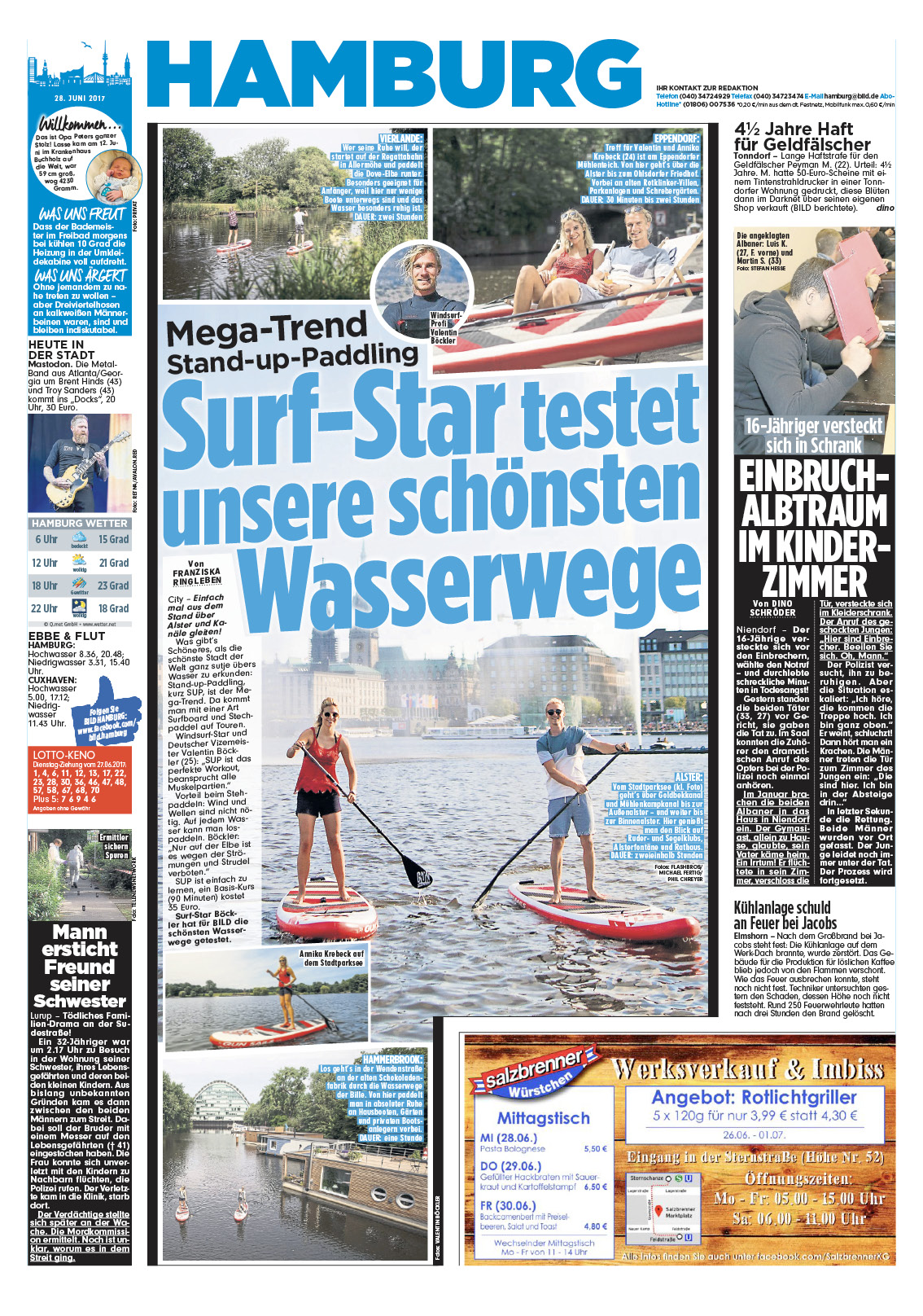 BILD Hamburg, SUP durch Hamburg