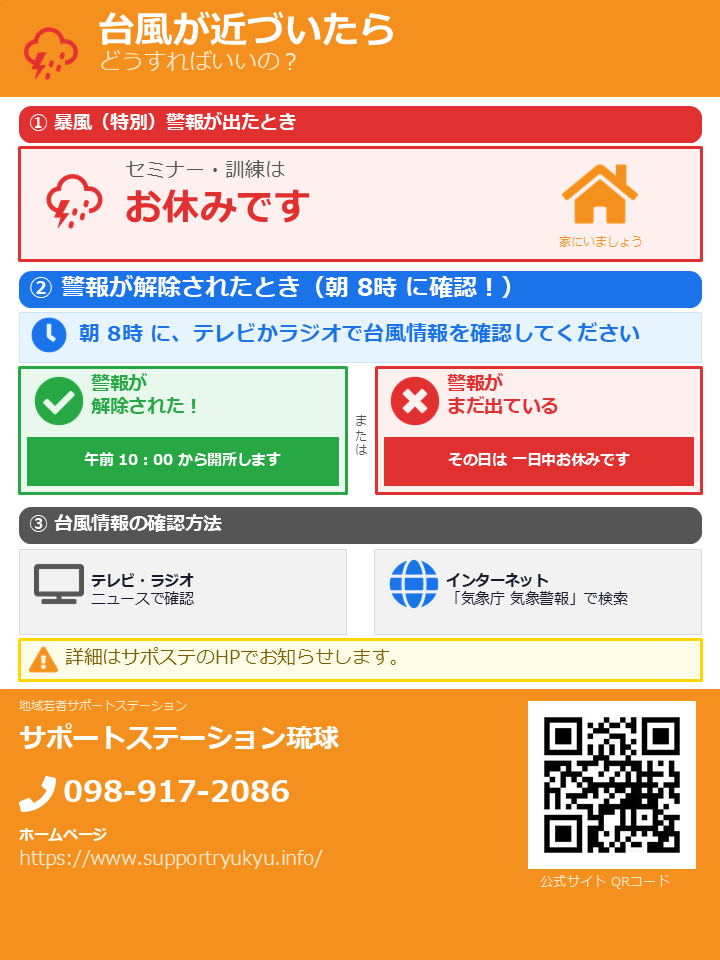 台風、暴風時の対応について