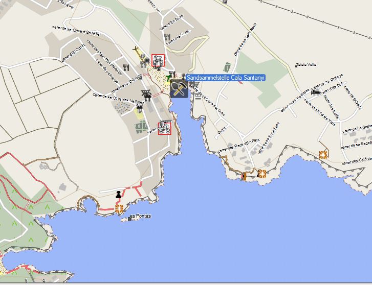 Bild 1 Sandsammelstelle Mallorca Cala Santanyi - Kartenquelle: © OpenStreetMap-Mitwirkende