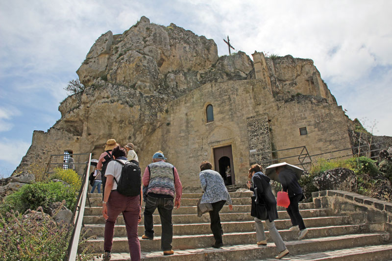 Matera alter Teil Blick auf die Felsenkirche