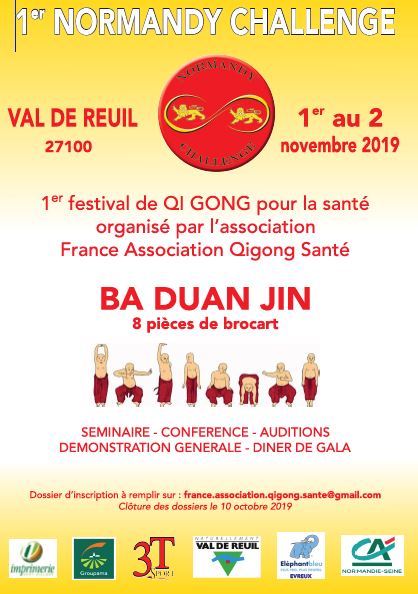 Affiche du stage de qigong de santé à Val de Reuil les 1 et 2 novembre 2019.