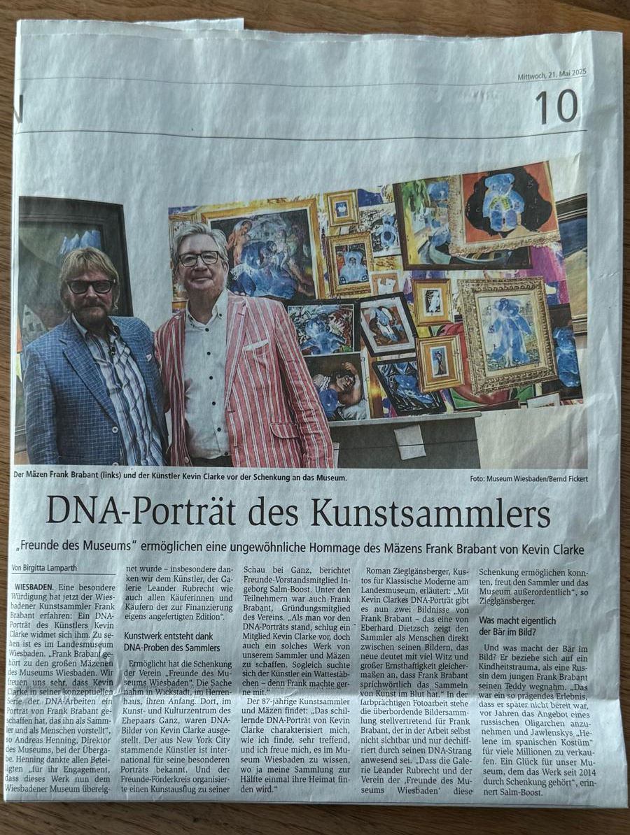 Wiesbadener Kurier, 21.05.2025, Schenkung DNA-Porträt an Museum Wiesbaden - Künstler: Kevin Clarke
