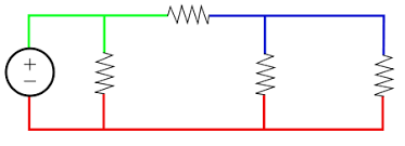 Tres (3) Nodos en un circuito eléctrico.
