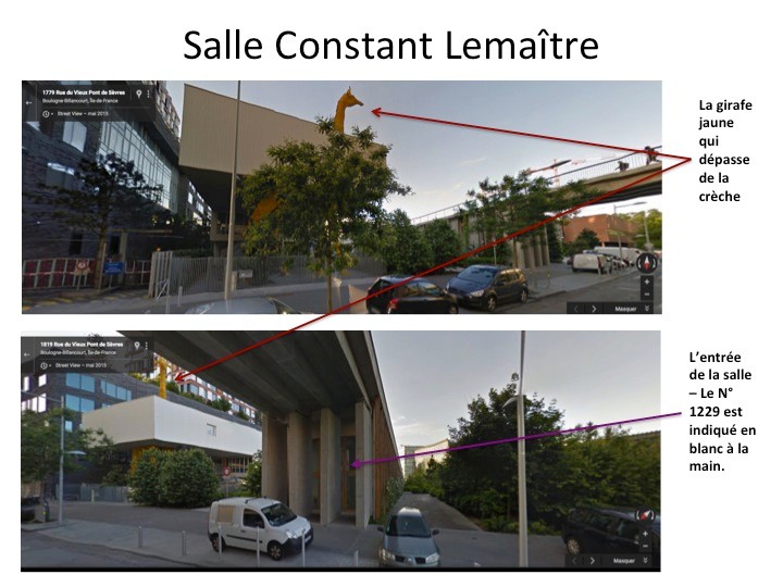 Salle Constant Lemaître tout au bout de la rue du vieux pont de sèvres à Boulogne-Billancourt
