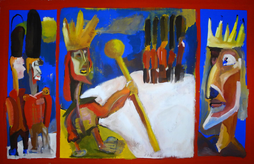 Der König und sein Gefolge | Acryl auf Leinwand | 170 x 270 cm | 2014