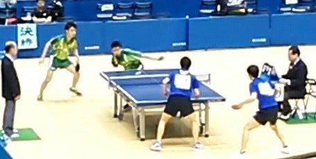 男子ダブルス決勝、北原・王VS三部・坪井(青森山田高)