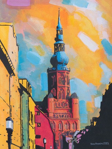 Dom St. Nikolai Greifswald Gouache Malerei Enno Franzius