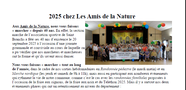 Bilan des activités réalisées par le club en 2025.