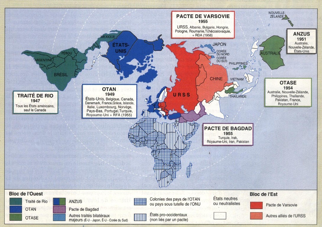 Le monde de la guerre froide en 1956 (carte tirée du manuel Nathan de 1995)