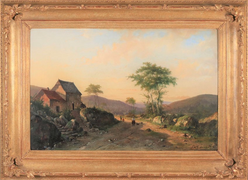 te_koop_aangeboden_een_landschaps_schilderij_van_de_kunstschilder_alexander_hieronymus_bakhuijzen_II_1826-1878_hollandse_romantiek