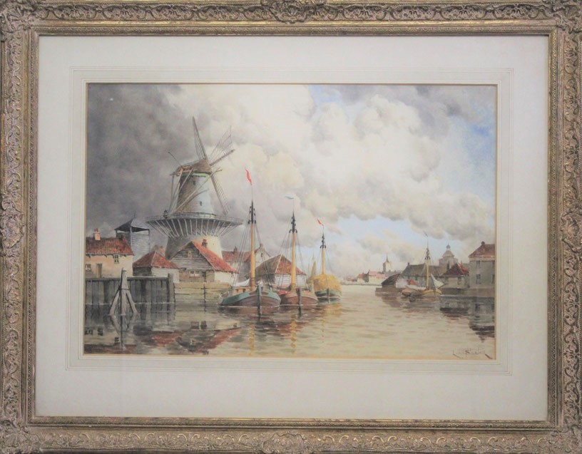 te_koop_aangeboden_een_havengezicht_van_de_nederlandse_kunstschilder_hermanus_koekkoek_jr_1836-1909_hollandse_school