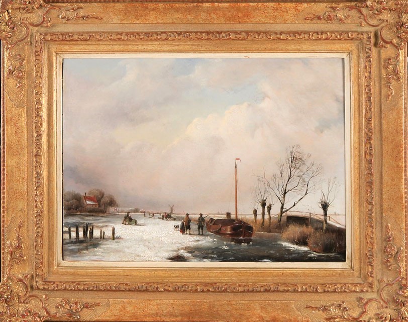 te_koop_aangeboden_een_wintergezicht_van_de_nederlandse_kunstschilder_jacobus_freudenberg_1818-1873_hollandse_romantiek