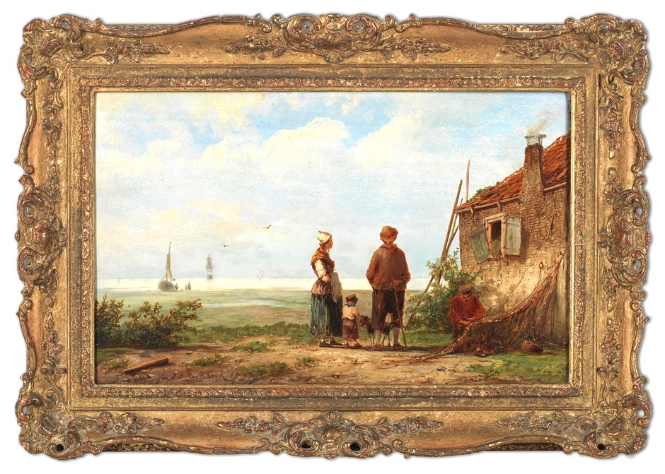 te_koop_aangeboden_een_romantisch_19de_-eeuws_schilderij_met_een_kust_tafereel_van_de_schilder_johannes_hermanus_barend_koekkoek_1840-1912