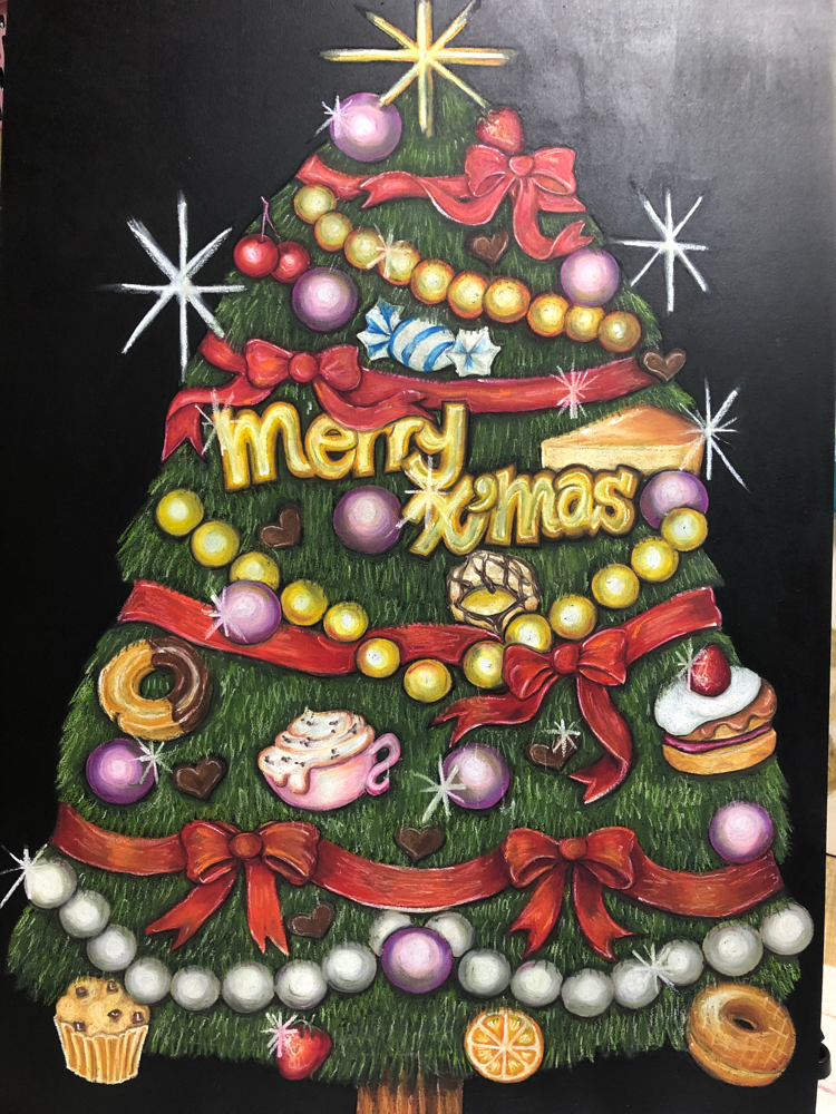 チョークアートでクリスマスツリー - ペット似顔絵 マヤ(MAYACRAFT) チョークアートでクリスマスツリー - ペット似顔絵 マヤ(MAYACRAFT)