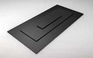 Smoothly flattened with rectangular shape, Wood or Alu