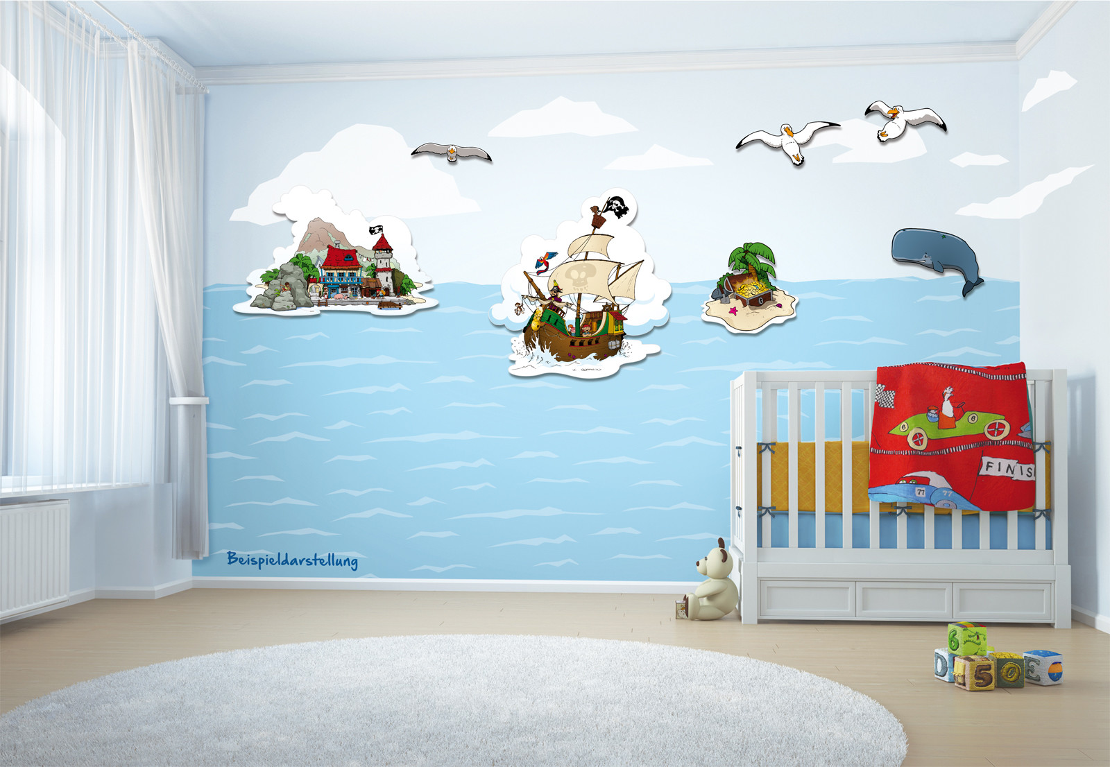 Kinderzimmer gestaltung mit wandbildern himmelbaum