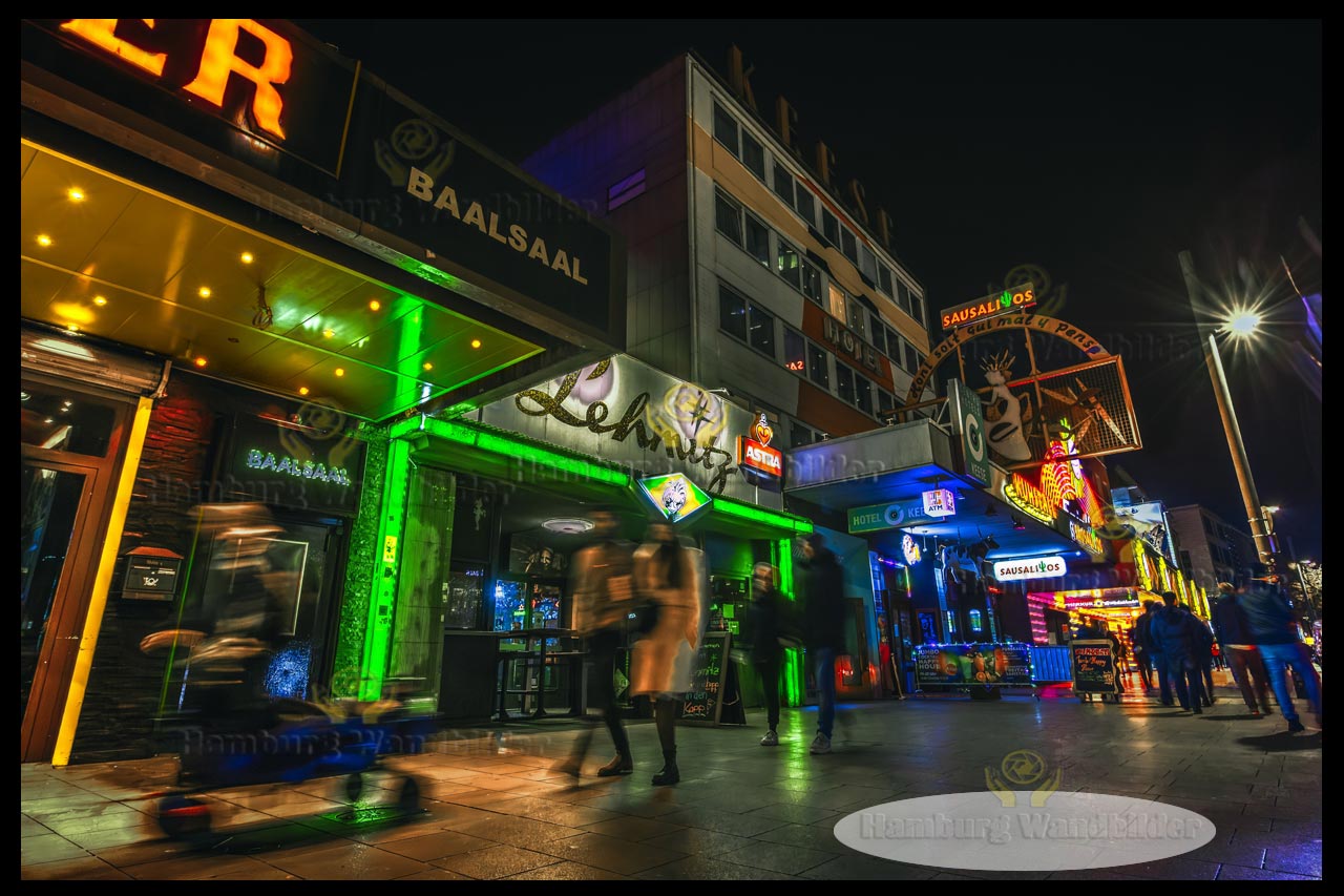 die neonlichter auf der reeperbahn bei nacht hamburg wandbilder
