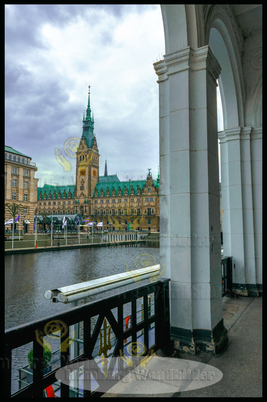 blick von den alsterarkaden auf die kleine alster hamburg wandbilder