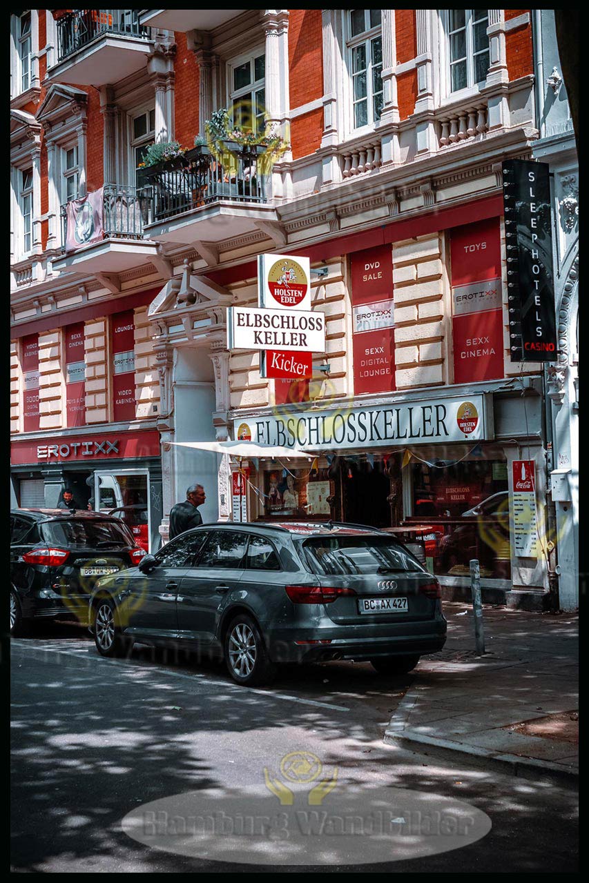 die kultkneipe elbschlosskeller am tag auf der reeperbahn hamburg wandbilder