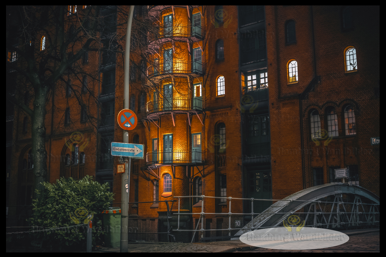 kontorhaeuser am block-x an der hollaendisch brookfleet bruecke hamburg wandbilder