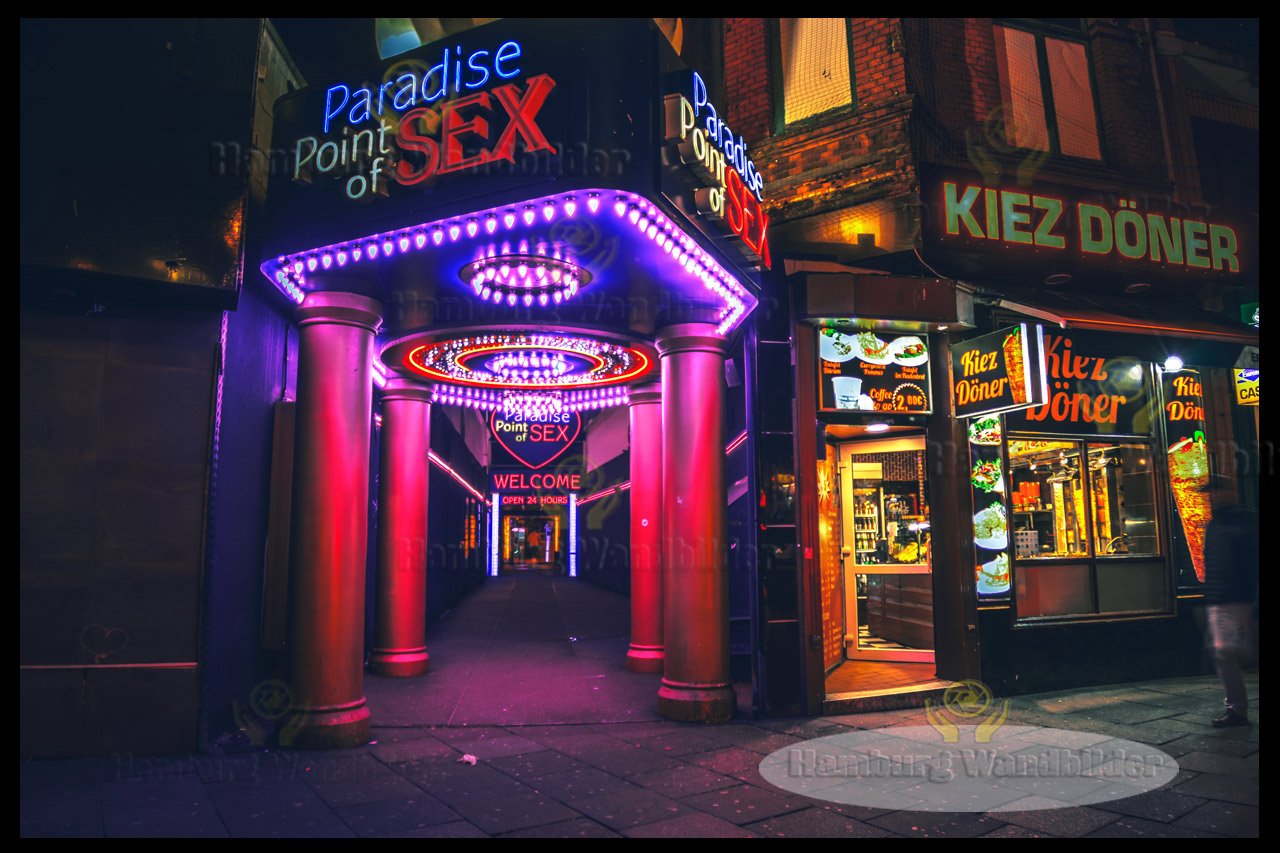 die neonlichter und ein etablismon auf der reeperbahn hamburg wandbilder