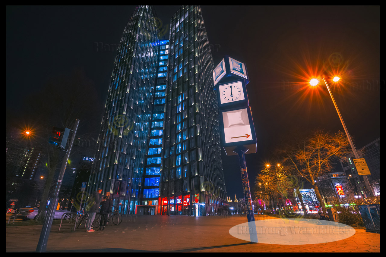 die tanzenden tuerme an der beleuchteten reeperbahn hamburg wandbilder