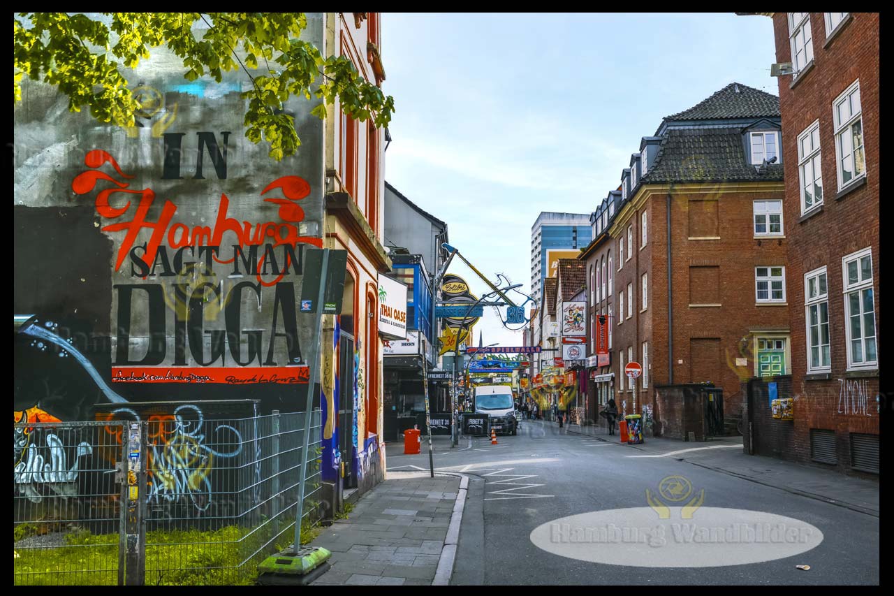 blick auf ein graffiti in der grossen freiheit als hamburg wandbilder