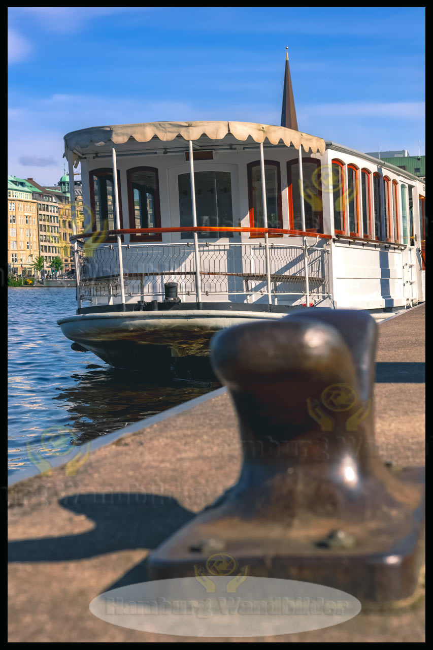 ein alsterdampfer an der binnenalster bei sonnenschein hamburg wandbilder