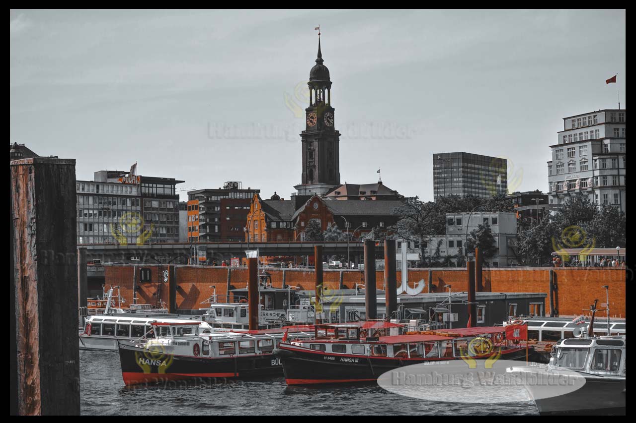 binnenhafen in der speicherstadt und der michel bc hamburg wandbilder