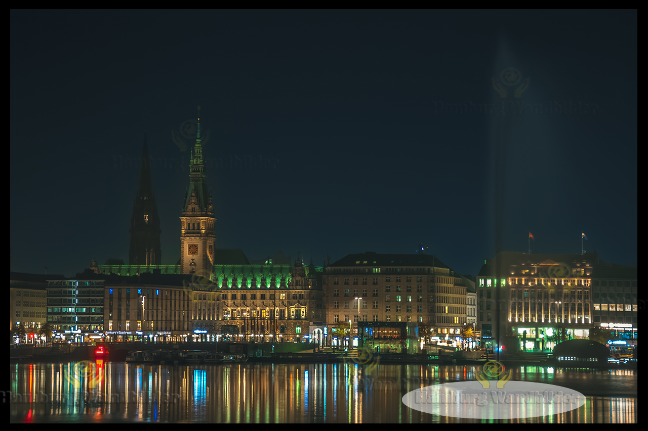 alsterfontaene und der beinnacht beleuchtete jungfernstieg hamburg-wandbilder