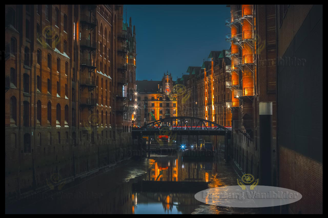 speicherstadt bei ebbe und nacht hamburg wandbilder
