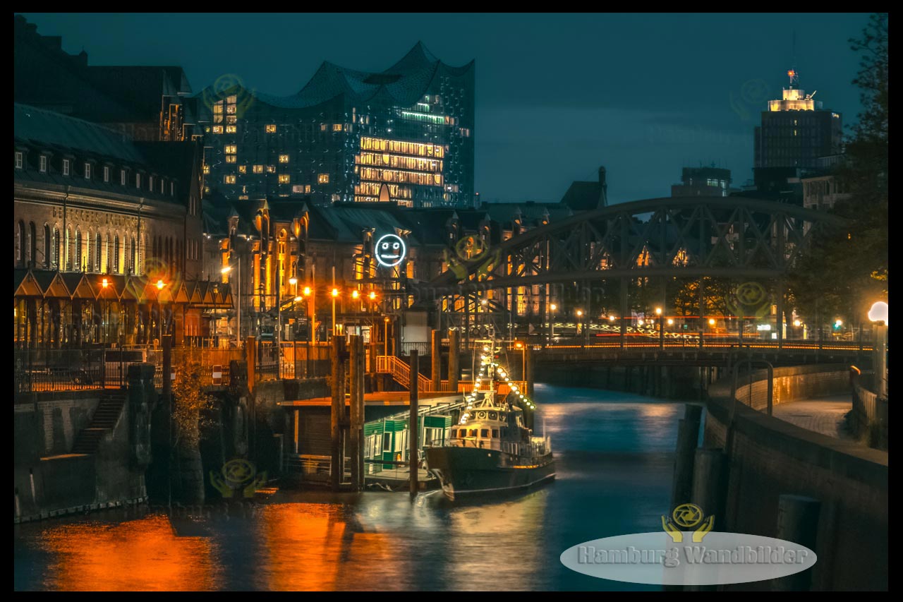 blick auf das zollmuseum und elbphilharmonie hamburg wandbilder
