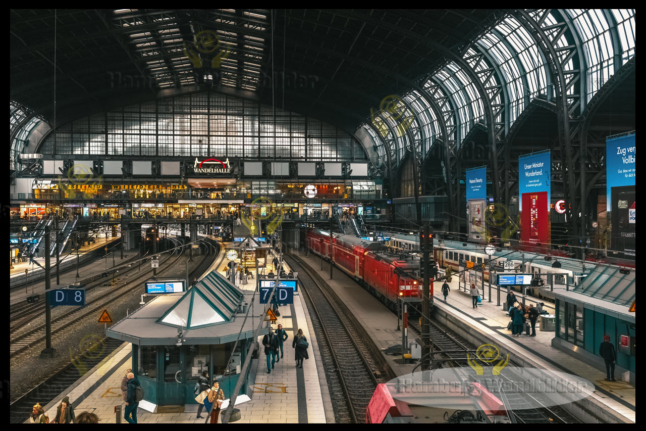 blick auf die gleise im hauptbahnhof als hamburg wandbilder