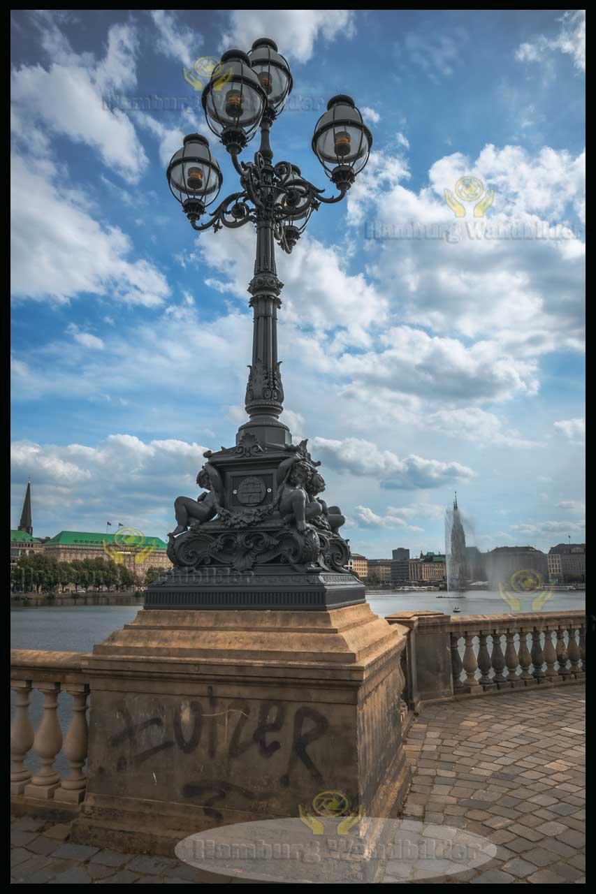 alte strassenlaterne an der binnenalster hamburg wandbilder
