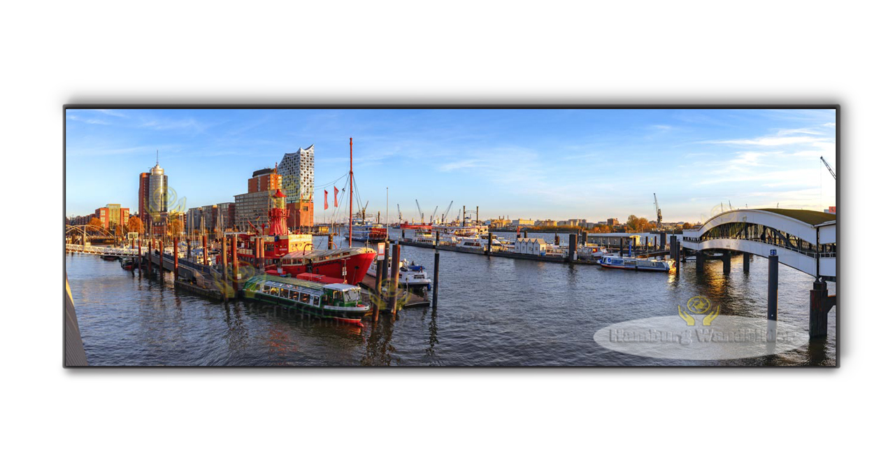 blick von baumwall auf den hafen und elphi als hamburg wandbilder