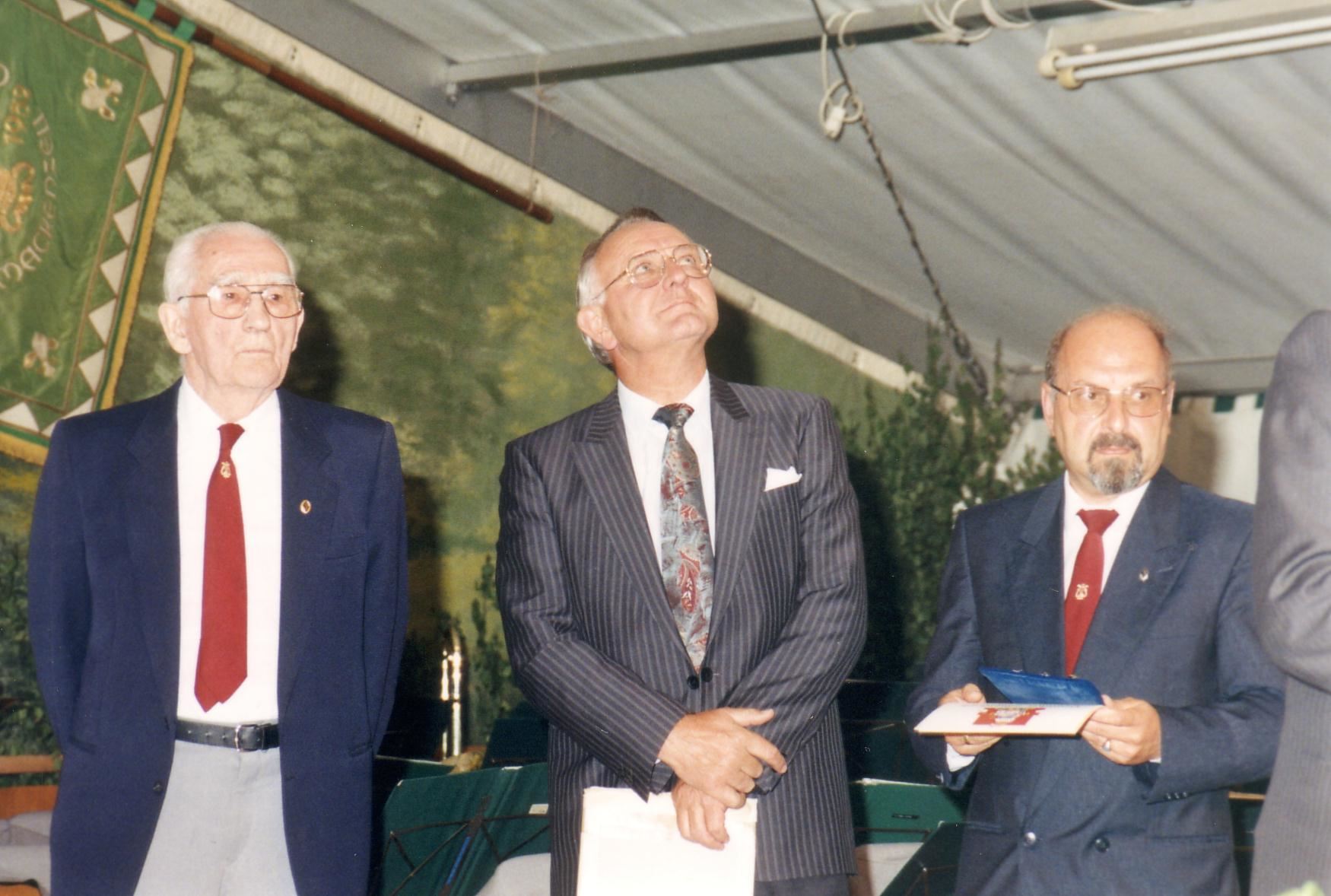 1992 70 jähriges Jubiläum v.l. Karl Wehner, Richard Heimrich (Steinbach), Axel Lindemann