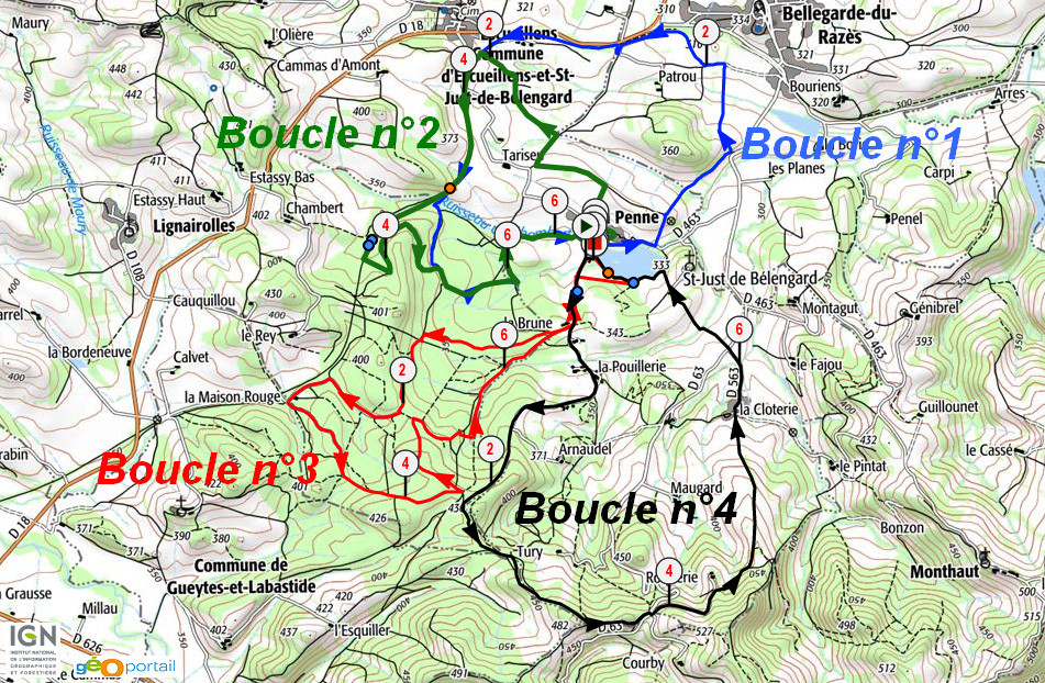 Rando Razès 2015 - Plan des parcours VTT