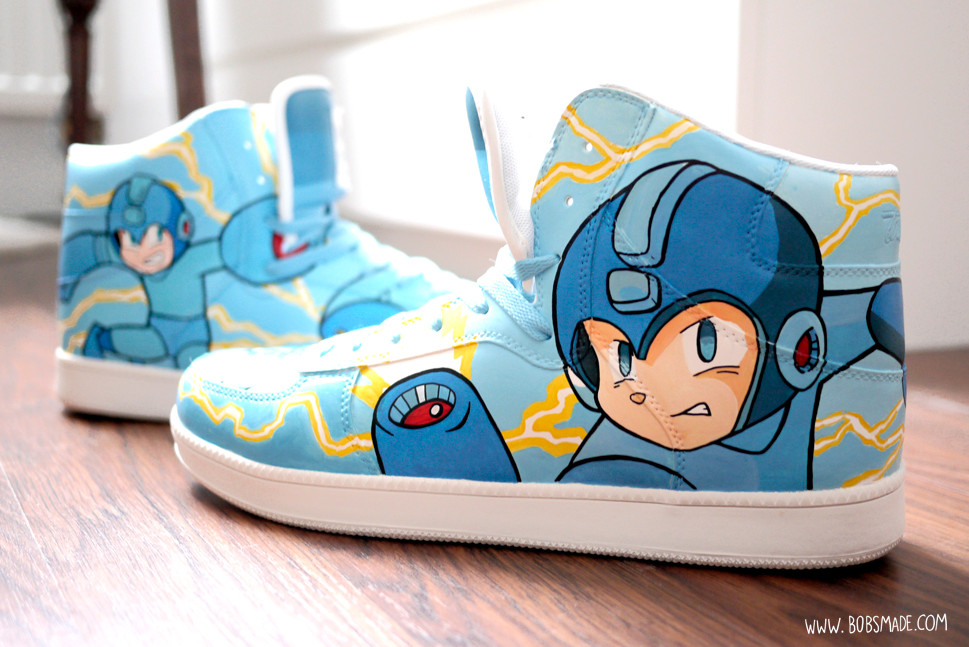 Capcoms  Megaman custom shoes sneaker bobsmade nerd games