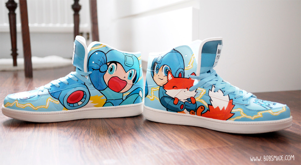 Capcoms  Megaman custom shoes sneaker bobsmade nerd games