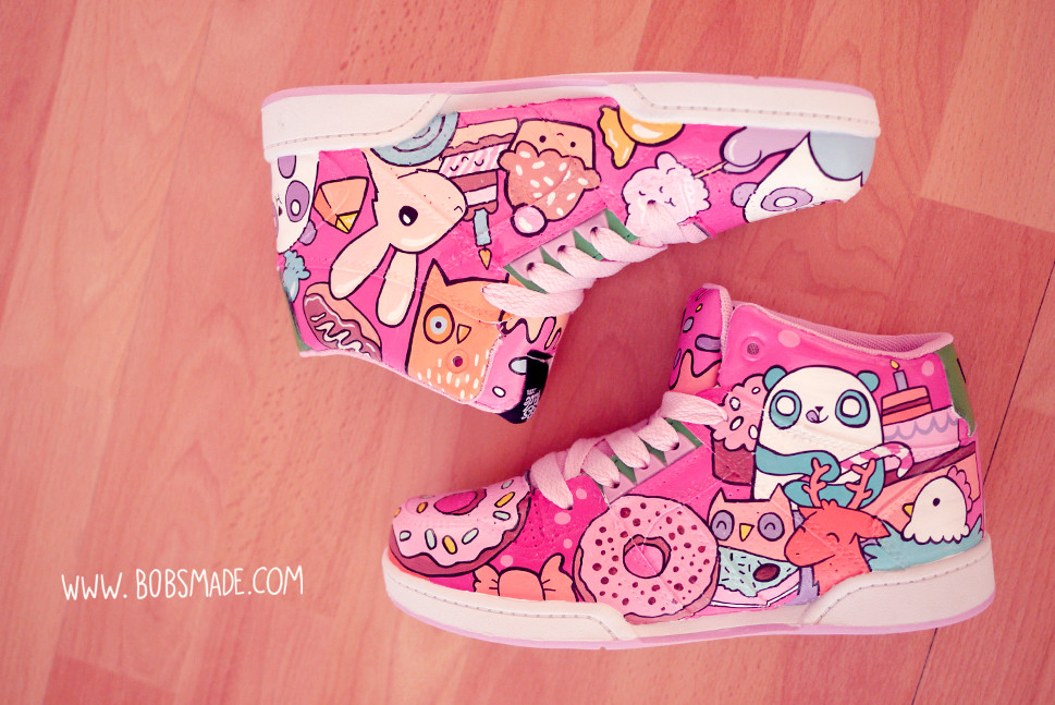 Custom sneaker shoes bobsmade candy sugar donut cute animals