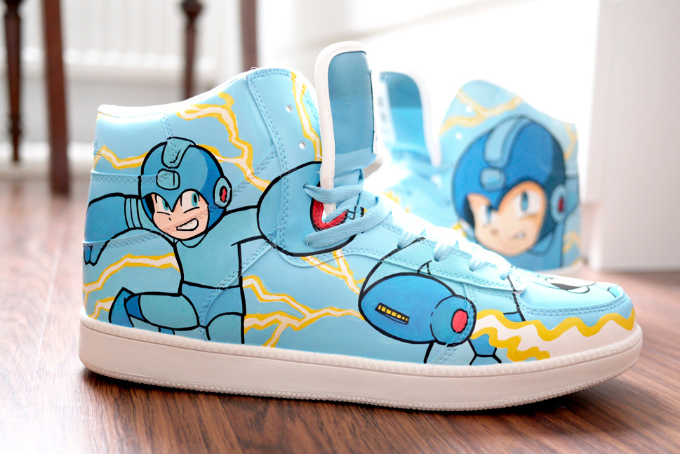 Capcoms  Megaman custom shoes sneaker bobsmade nerd games