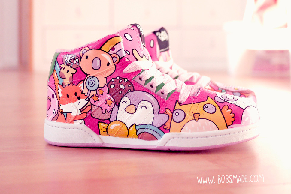 Custom sneaker shoes bobsmade candy sugar donut cute animals