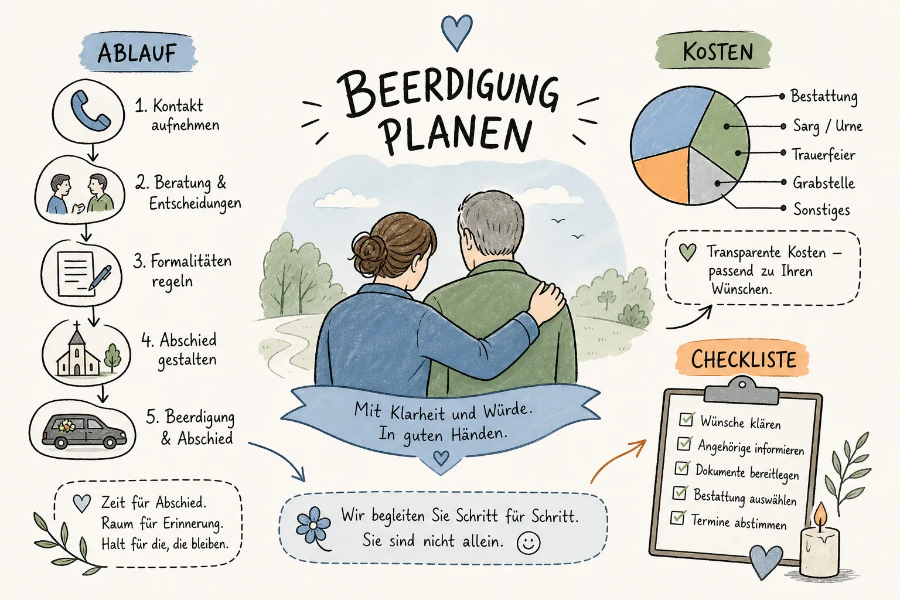 Beerdigung planen: Ablauf, Kosten und Checkliste