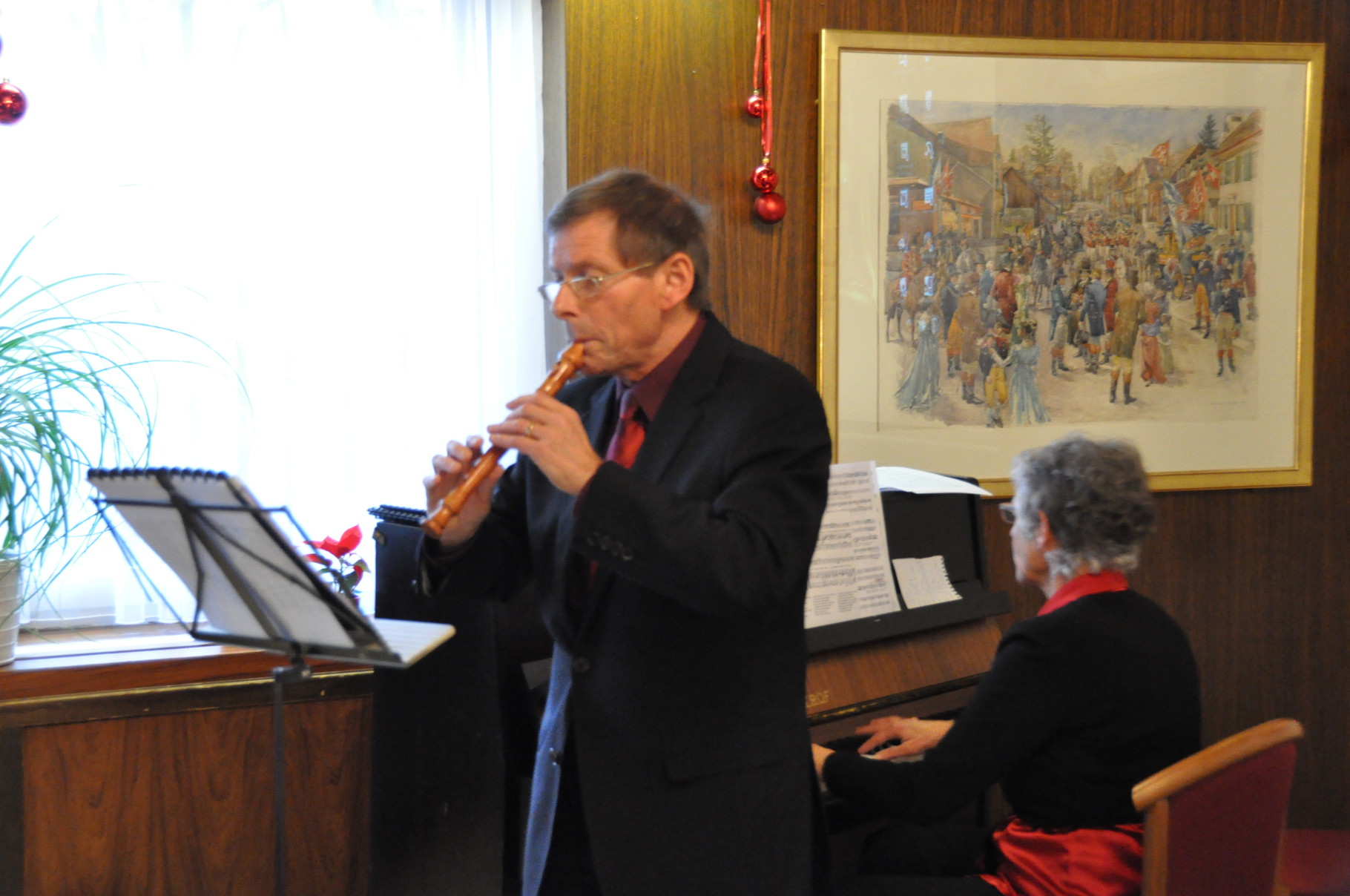 Weihnachtsfeier 2014, musikalische Umrahmung mit Anna und Erwin Nold-Strebel