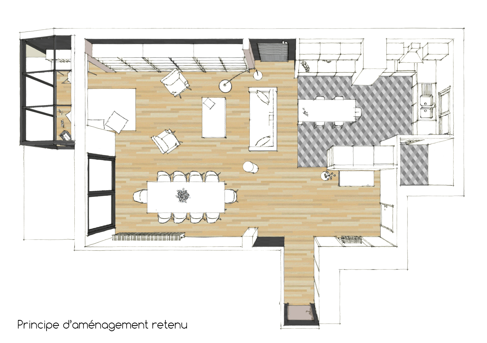 Aménagement intérieur pièce de vie - ateliersurlestoits Aménagement intérieur pièce de vie - ateliersurlestoits