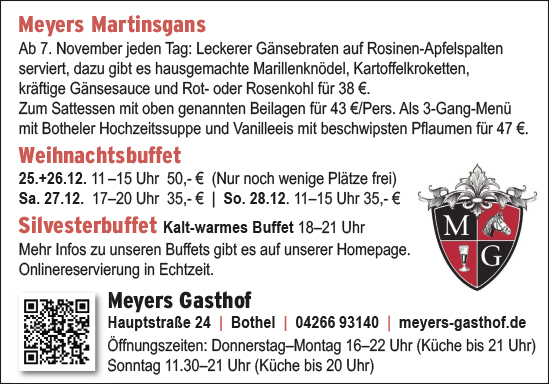 Meyers Gasthof Bothel ROW Martinsgans